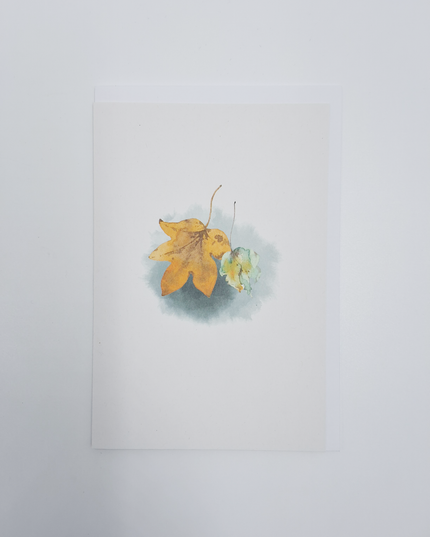 Wenskaart vallende bladeren