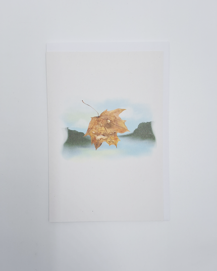 Wenskaart blad en bergen