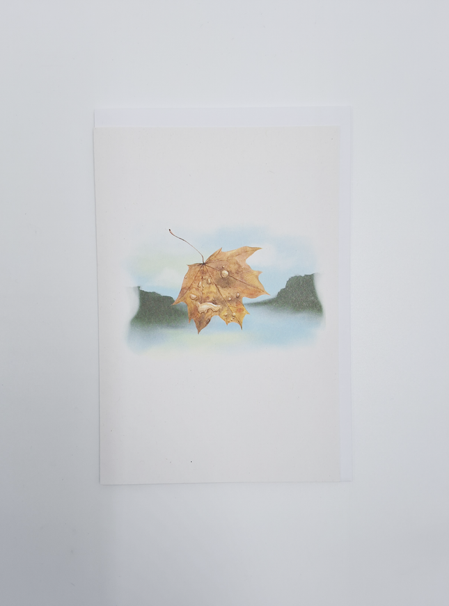 Wenskaart blad en bergen