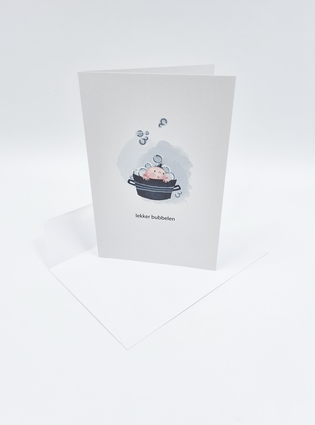Wenskaart kind in bad