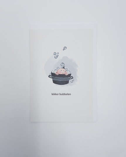 Wenskaart kind in bad