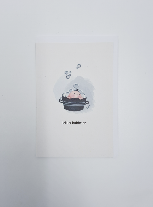 Wenskaart kind in bad