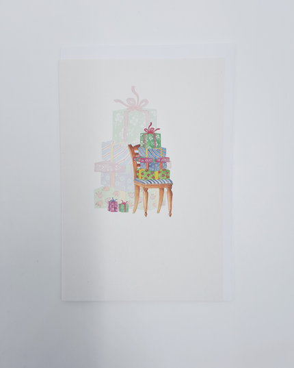 Wenskaart stoel met cadeau