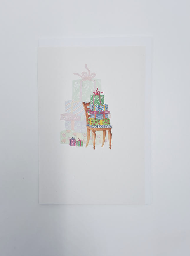 Wenskaart stoel met cadeau