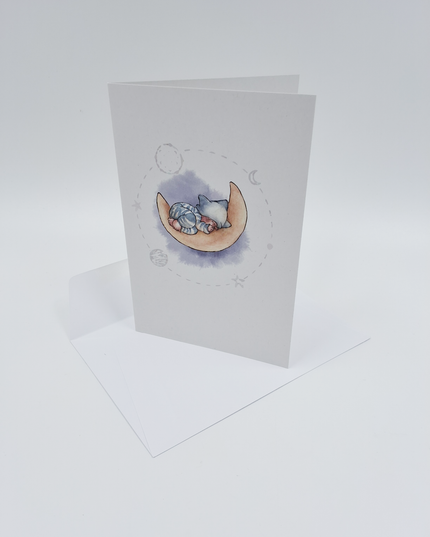 Wenskaart kind op de maan