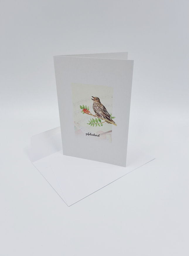 wenskaart vogel, gefeliciteerd