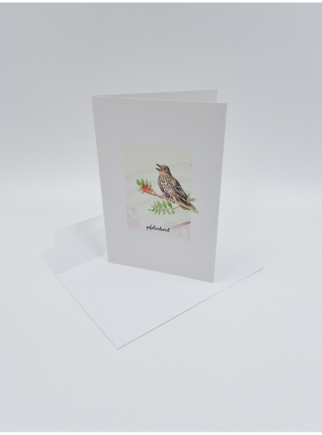 wenskaart vogel, gefeliciteerd