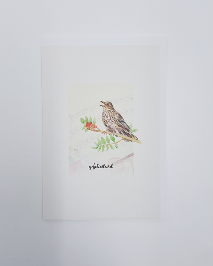 wenskaart vogel, gefeliciteerd