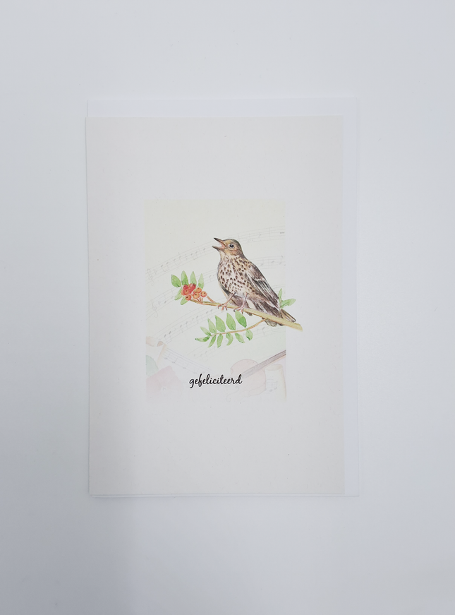 wenskaart vogel, gefeliciteerd