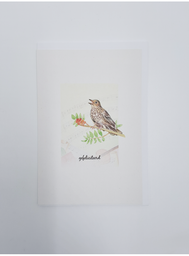 wenskaart vogel, gefeliciteerd