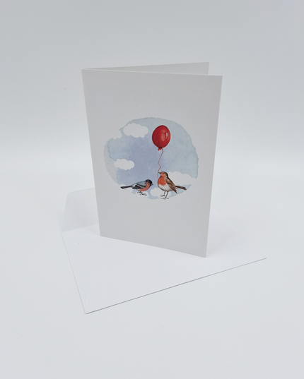 wenskaart vogels met ballon