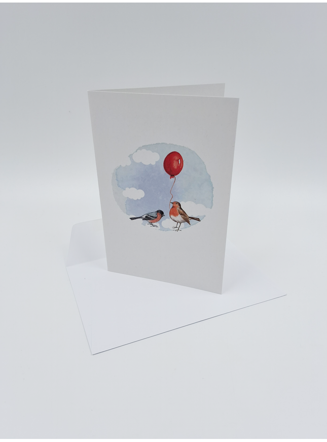 wenskaart vogels met ballon