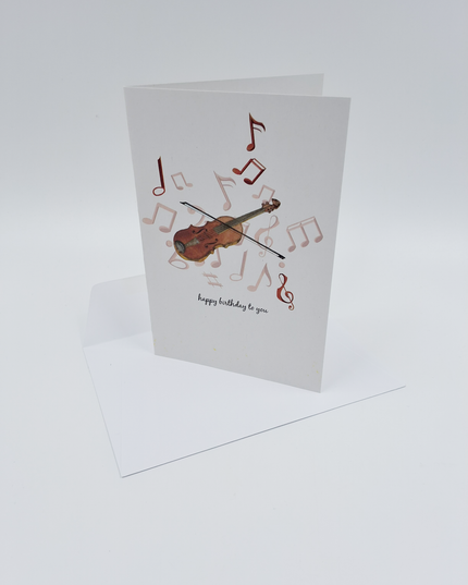 Wenskaart viool, happy birthday