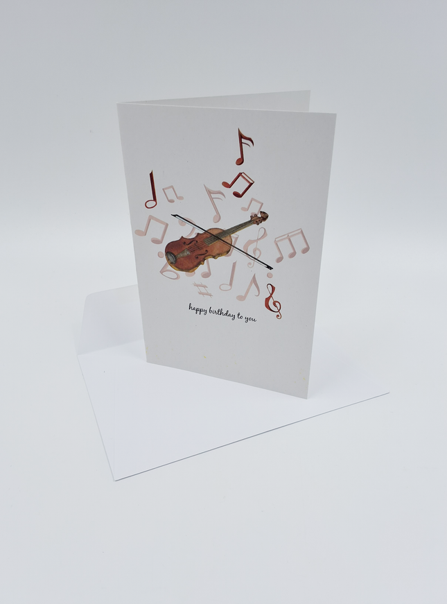 Wenskaart viool, happy birthday