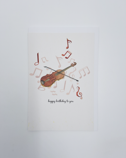 Wenskaart viool, happy birthday