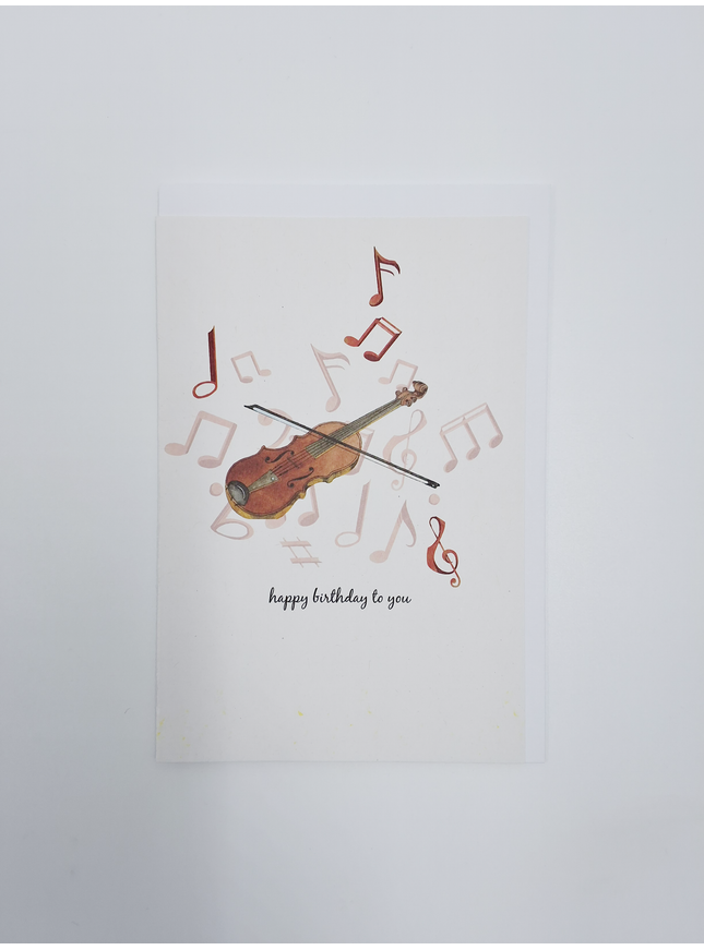 Wenskaart viool, happy birthday