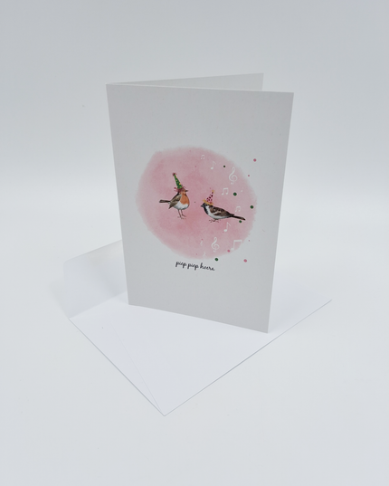 wenskaart vogels, piep piep hoera