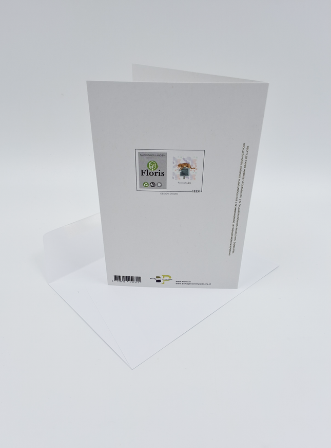 Wenskaart poes, brievenbus knuffels