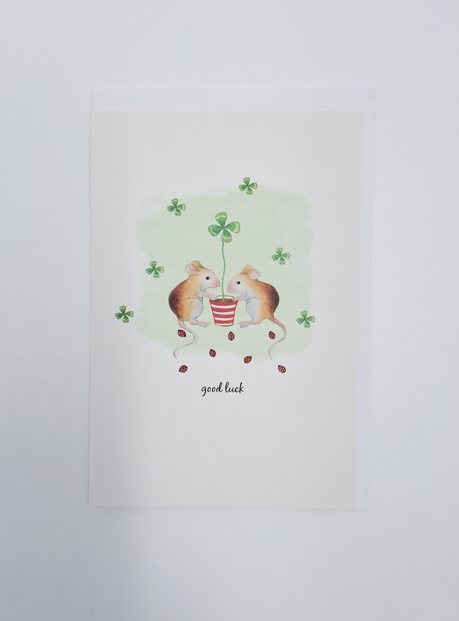 Wenskaart muizen, good luck