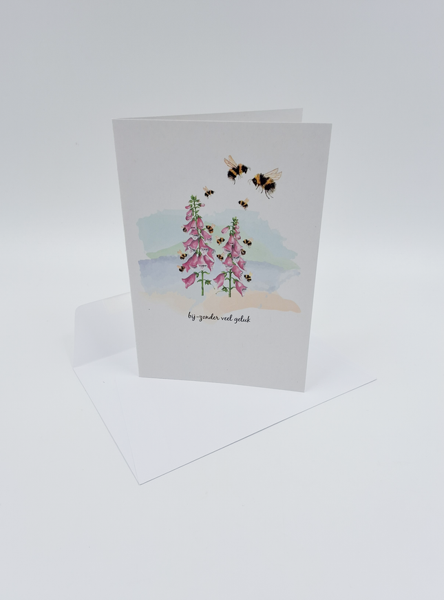 Wenskaart bijen, bij-zonder veel geluk