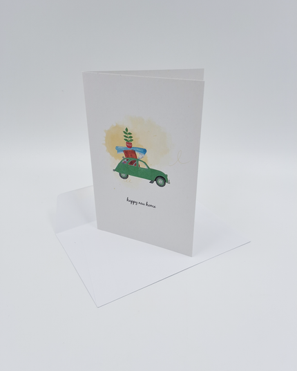 Wenskaart auto, happy new home