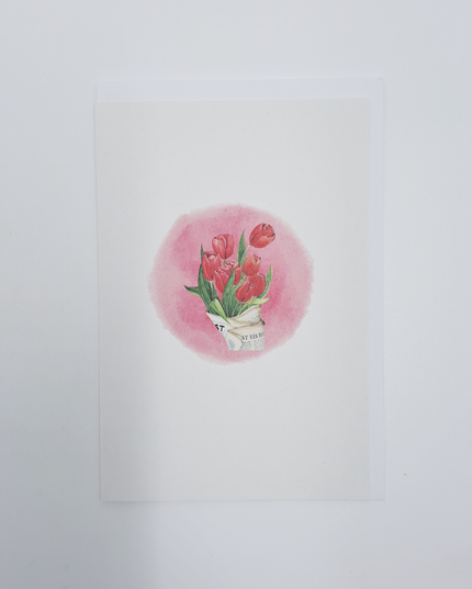 Wenskaart bos tulpen