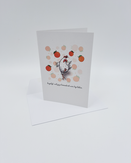 Wenskaart kip, hopelijk voel jij je binnenkort weer kip lekker