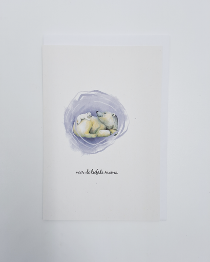 Wenskaart ijsbeer, voor de liefste mama