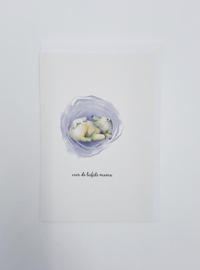 Wenskaart ijsbeer, voor de liefste mama