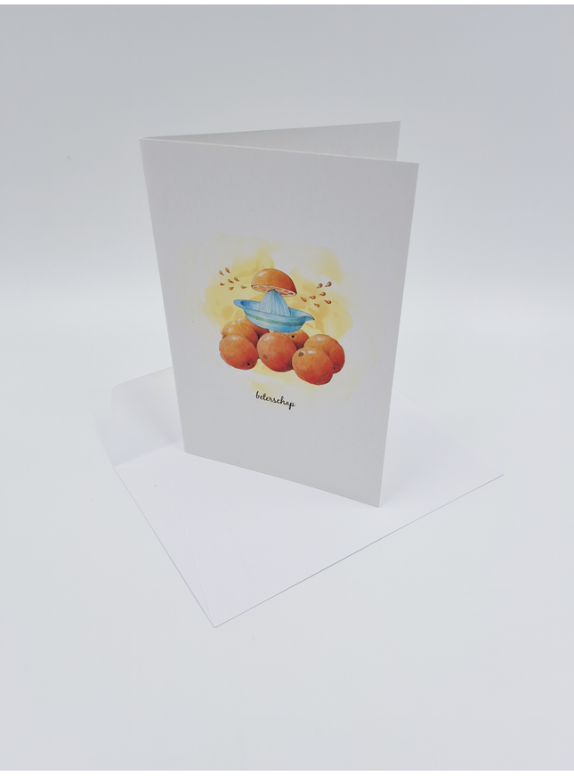 Orange greeting card, get well soon