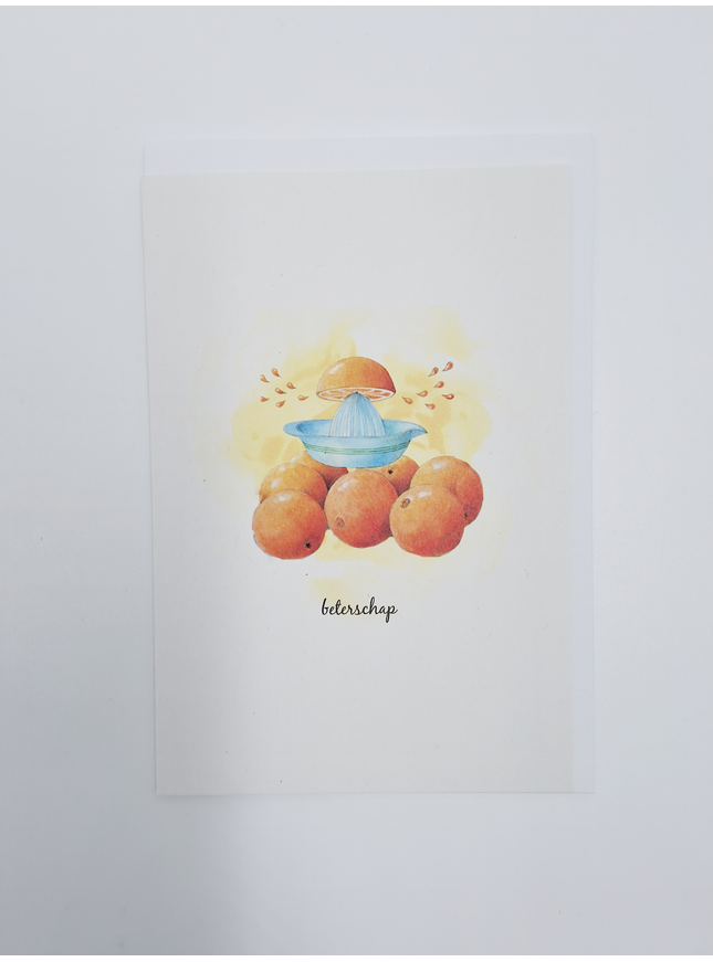 Orange greeting card, get well soon
