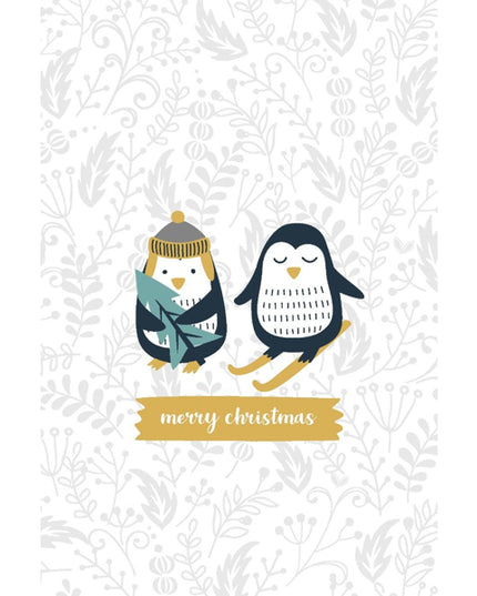 Kerst ansichtkaart pinguin (5x)
