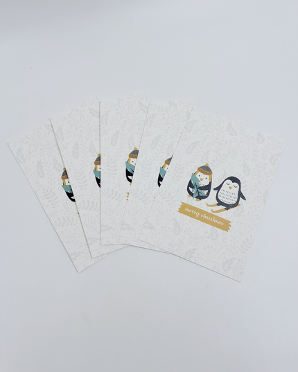 Kerst ansichtkaart pinguin (5x)