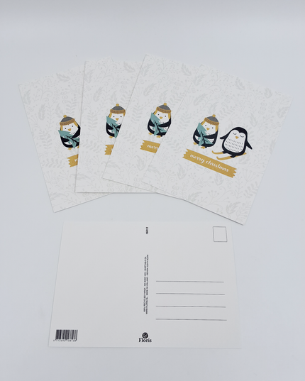 Kerst ansichtkaart pinguin (5x)