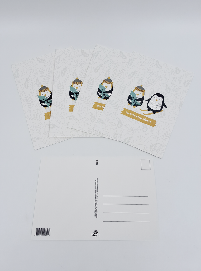 Kerst ansichtkaart pinguin (5x)