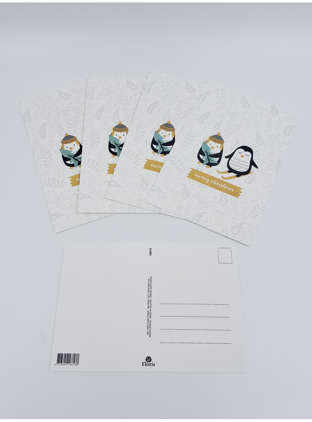 Kerst ansichtkaart pinguin (5x)