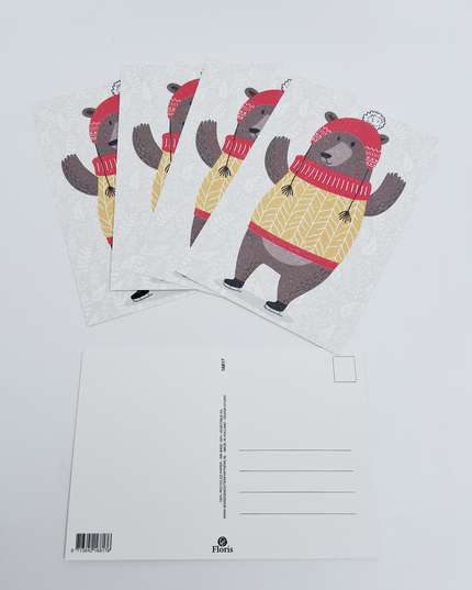 Kerst ansichtkaart beer (5x)