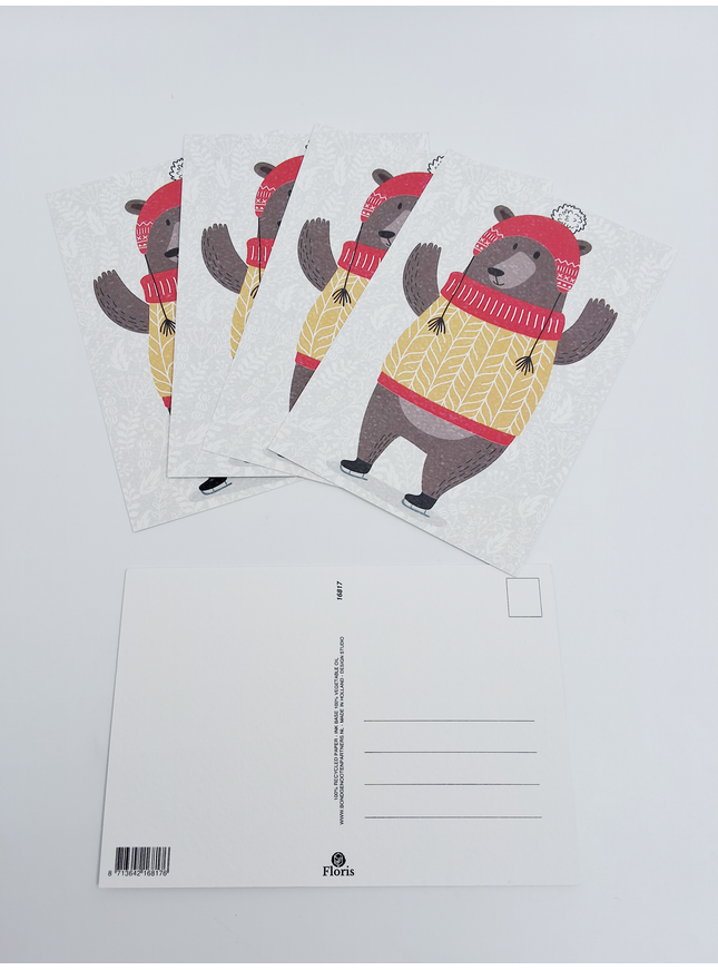 Kerst ansichtkaart beer (5x)
