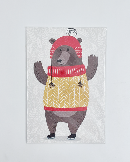 Kerst ansichtkaart beer (5x)