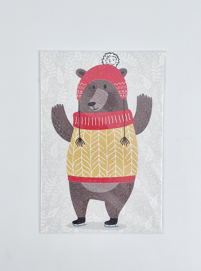 Kerst ansichtkaart beer (5x)