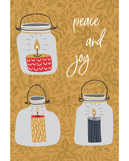 Kerst ansichtkaart peace and joy (5x)