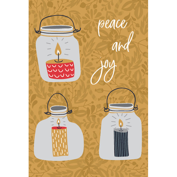 Kerst ansichtkaart peace and joy (5x)