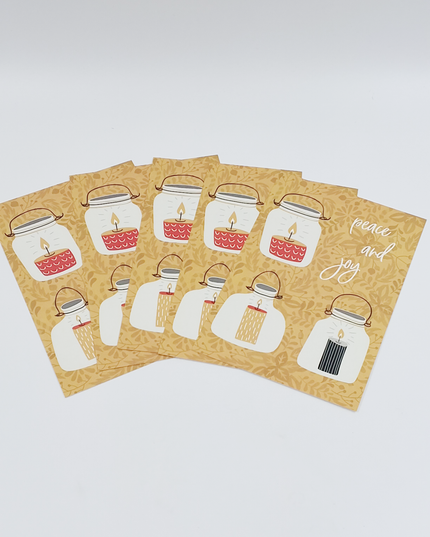 Kerst ansichtkaart peace and joy (5x)