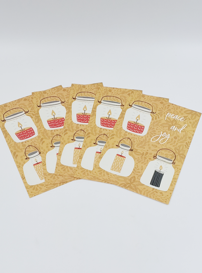 Kerst ansichtkaart peace and joy (5x)
