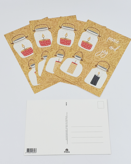 Kerst ansichtkaart peace and joy (5x)