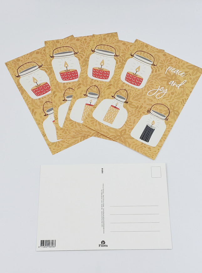 Kerst ansichtkaart peace and joy (5x)