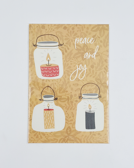 Kerst ansichtkaart peace and joy (5x)