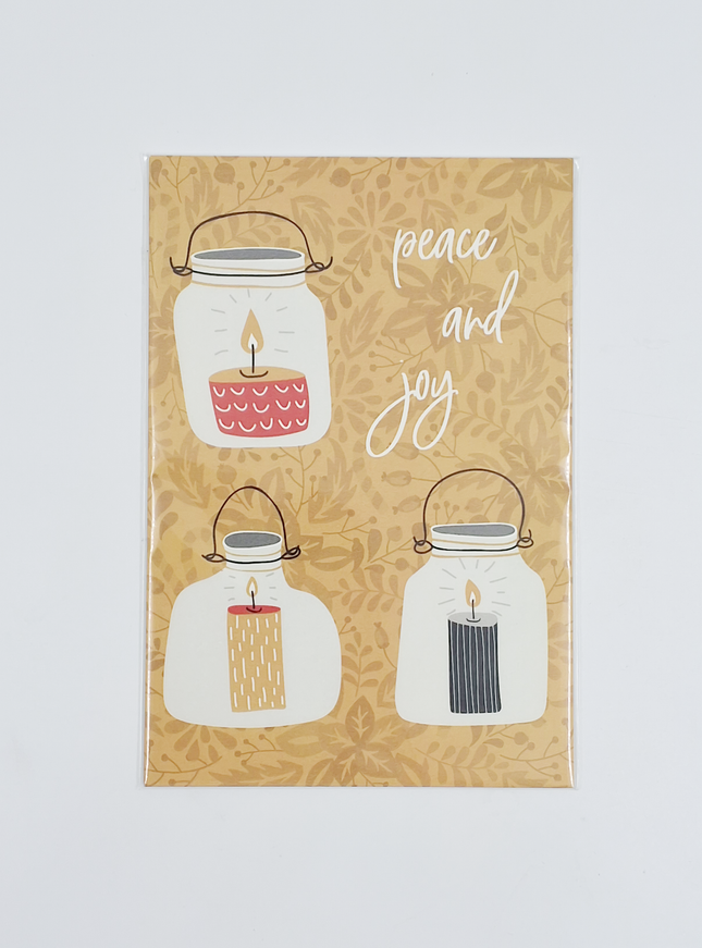 Kerst ansichtkaart peace and joy (5x)