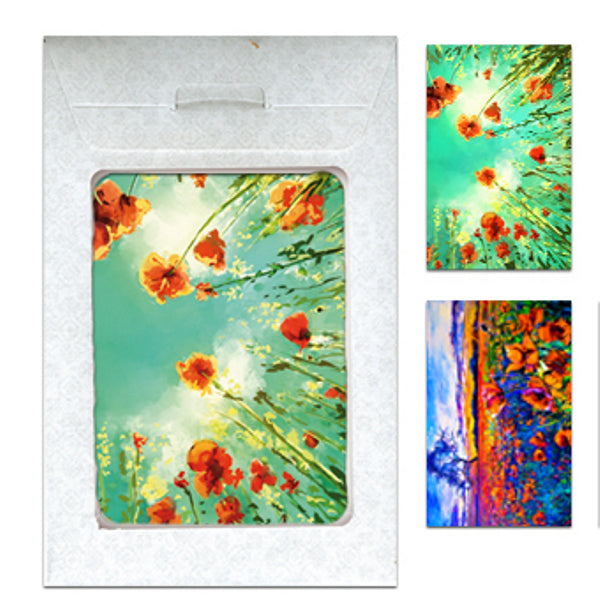 Wenskaarten tasje 6x bloemen velden (F11026 + F11025)