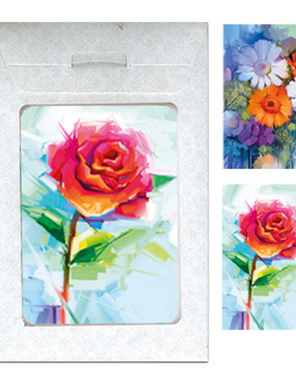 Wenskaarten tasje 6x diverse bloemen (F11016 + F11017)
